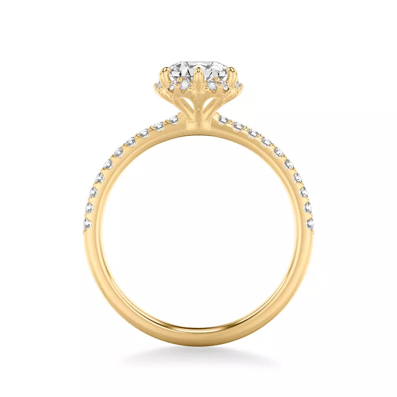 18K Yellow Gold Elliott Diamond Halo Engagement Ring