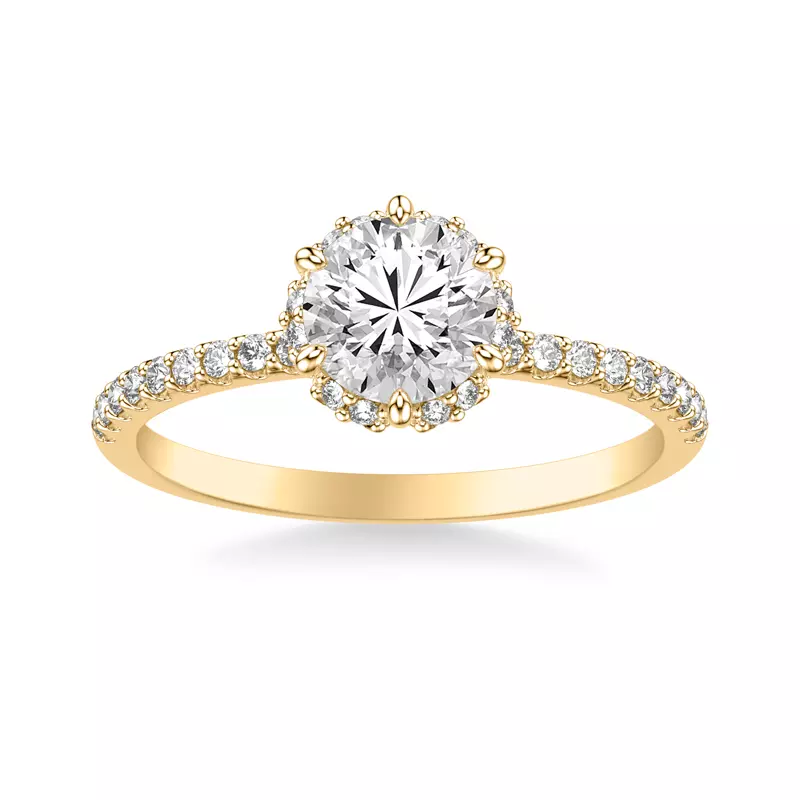 18K Yellow Gold Elliott Diamond Halo Engagement Ring