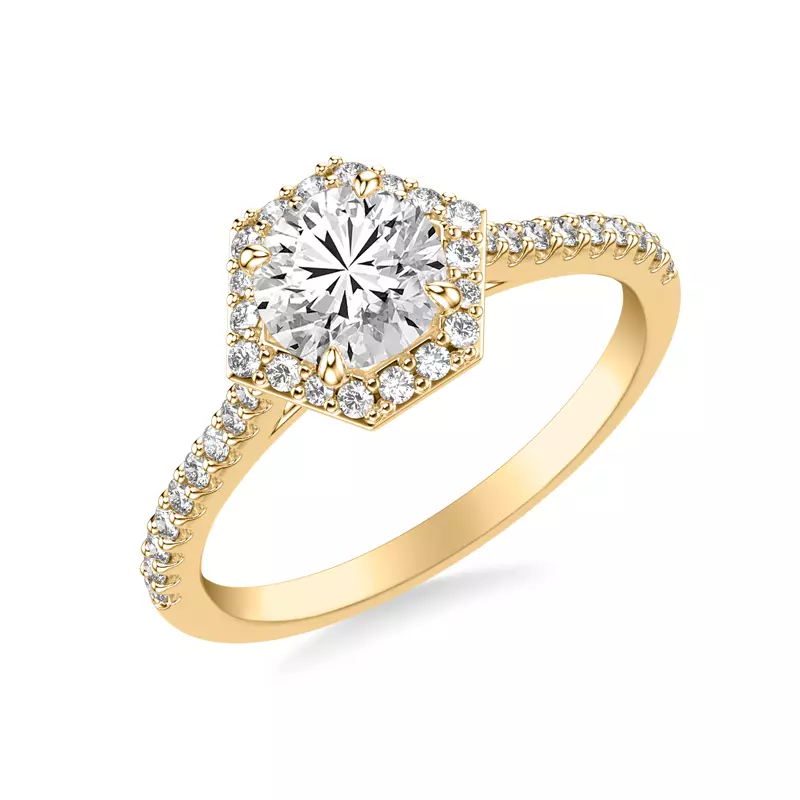Tiana Hexagonal Diamond Halo Engagement Ring