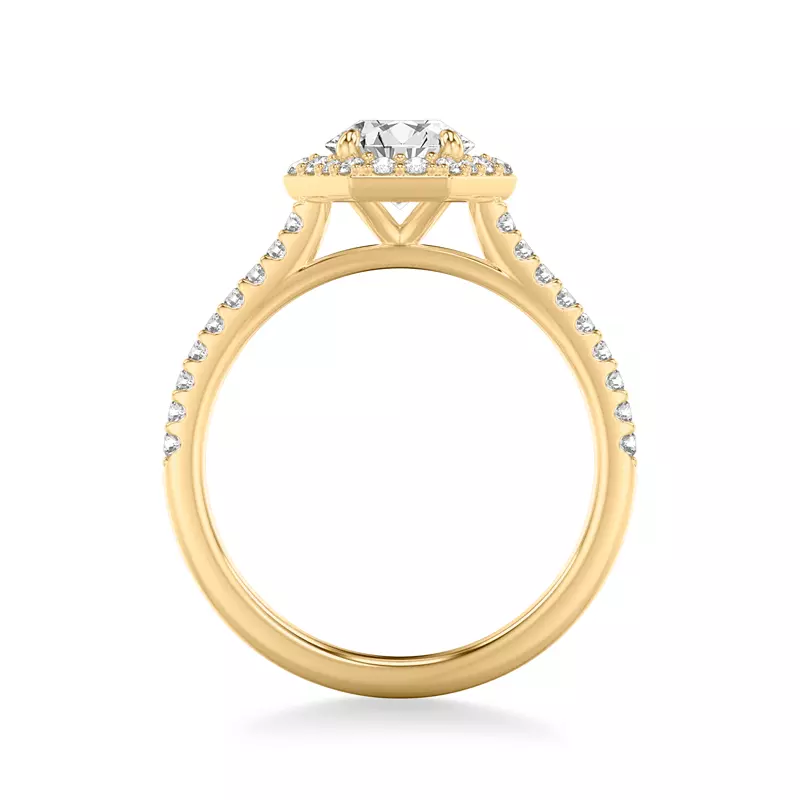 14K Yellow Gold Tiana Hexagonal Diamond Halo Engagement Ring