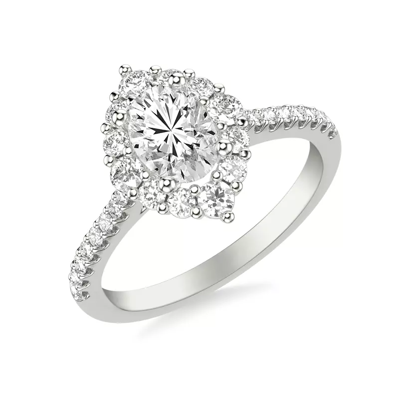 14K White Gold Maxine Halo Engagement Ring