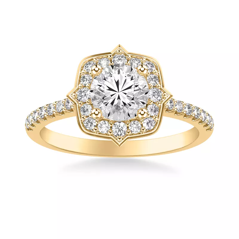 18K Yellow Gold Peyton Halo Engagement Ring