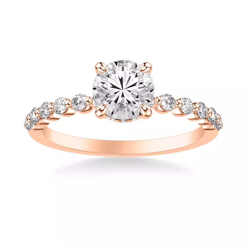 14K Rose Gold Bliss Shared Prong Diamond Engagement Ring