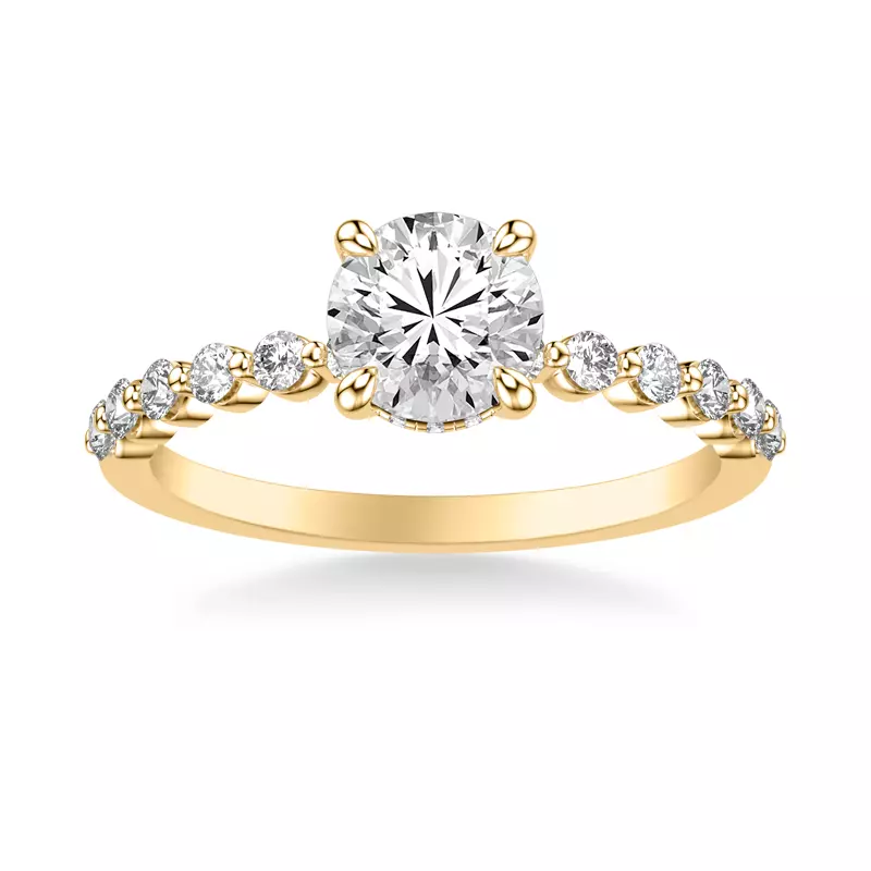 18K Yellow Gold Bliss Shared Prong Diamond Engagement Ring