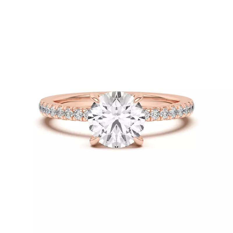 14K Rose Gold Penny Pavé Diamond Hidden Halo Engagement Ring