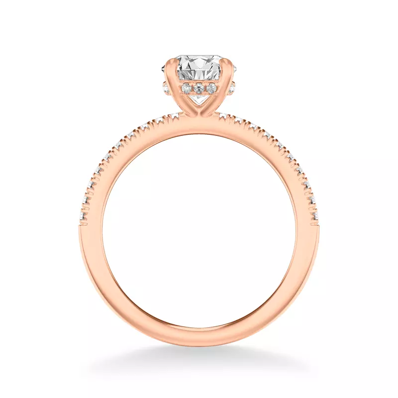 14K Rose Gold Penny Pavé Diamond Hidden Halo Engagement Ring