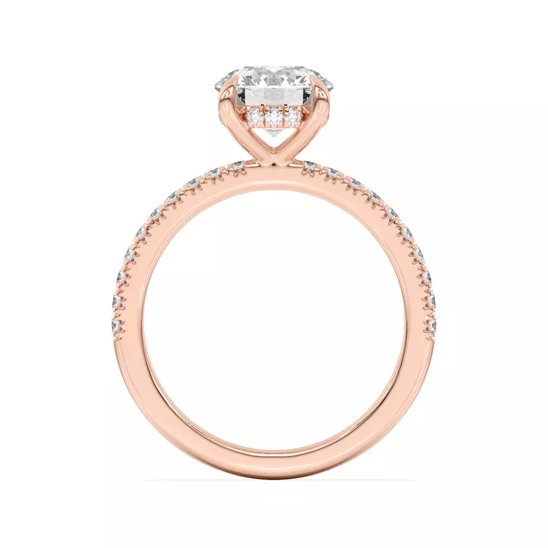 14K Rose Gold Penny Pavé Diamond Hidden Halo Engagement Ring