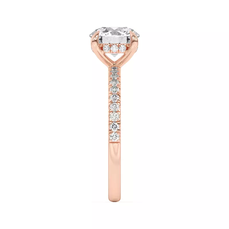 14K Rose Gold Penny Pavé Diamond Hidden Halo Engagement Ring