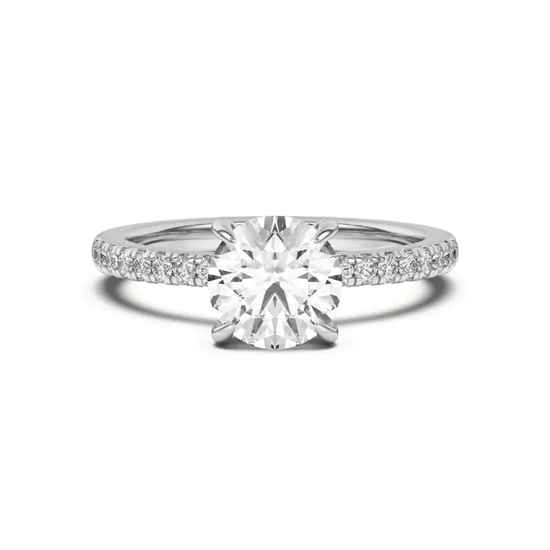 14K White Gold Penny Pavé Diamond Hidden Halo Engagement Ring