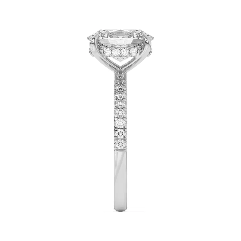 14K White Gold Penny Pavé Diamond Hidden Halo Engagement Ring