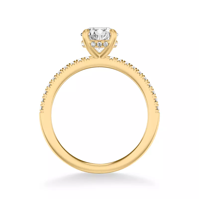 14K Yellow Gold Penny Pavé Diamond Hidden Halo Engagement Ring