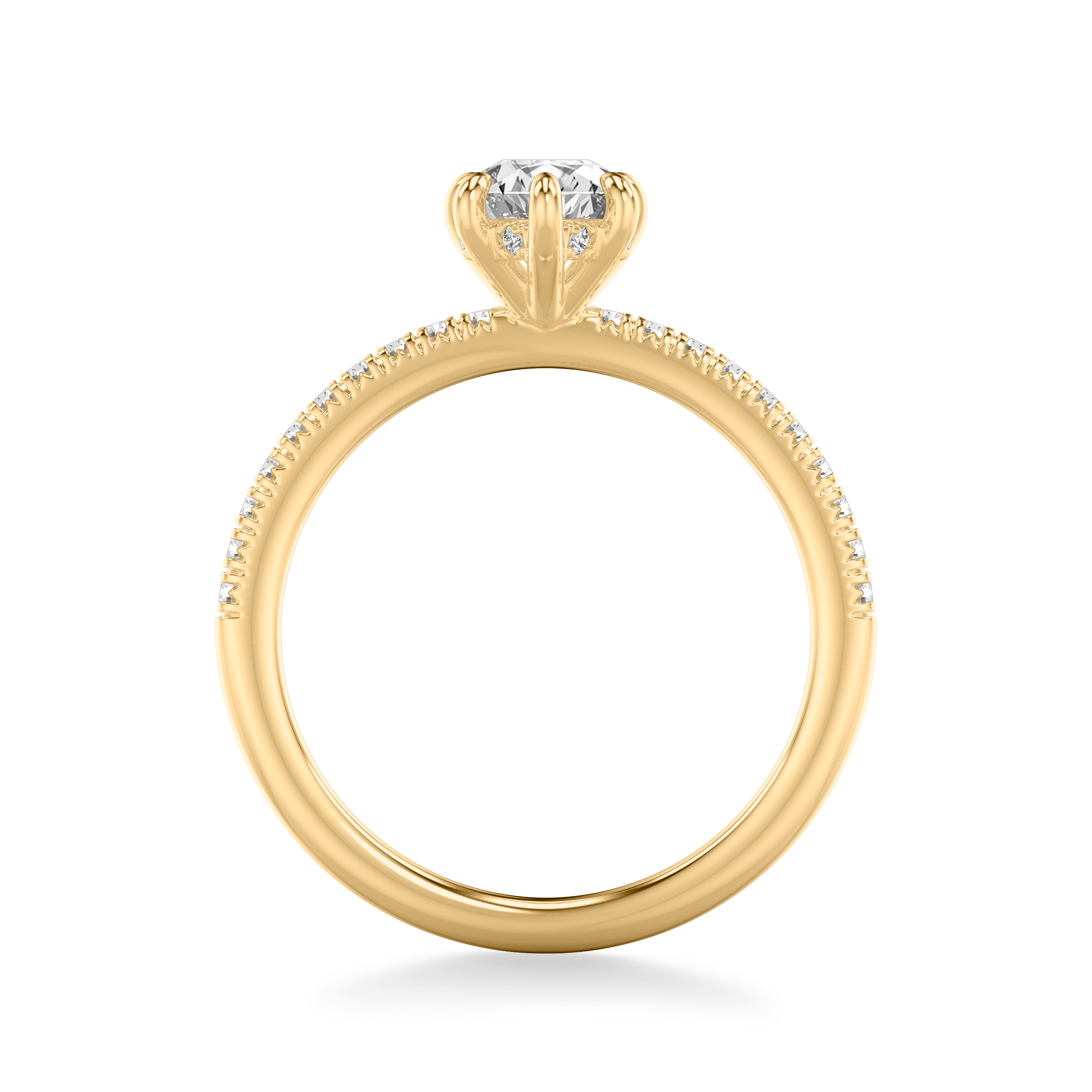 14K Yellow Gold Penny Pavé Diamond Hidden Halo Engagement Ring