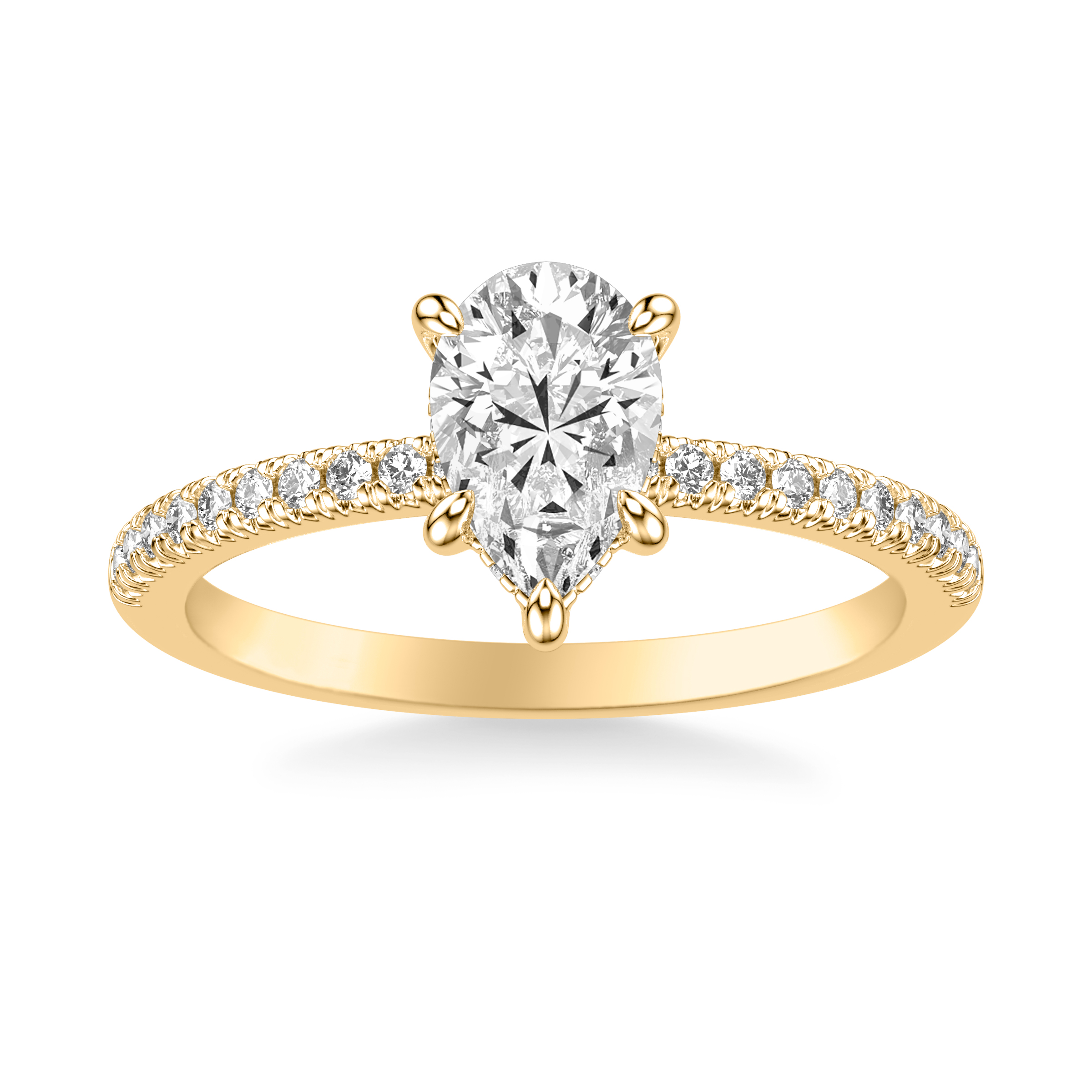 14K Yellow Gold Penny Pavé Diamond Hidden Halo Engagement Ring