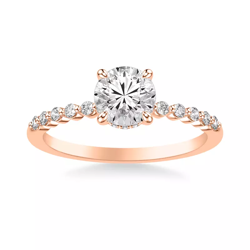 14K Rose Gold Bliss Petite Shared Prong Diamond Engagement Ring