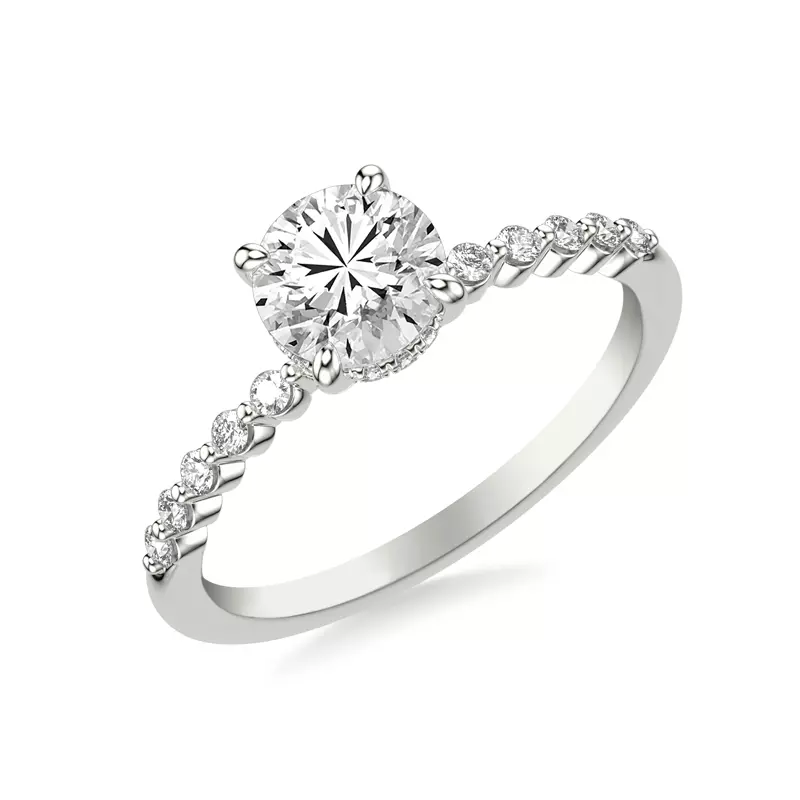 18K White Gold Bliss Petite Shared Prong Diamond Engagement Ring