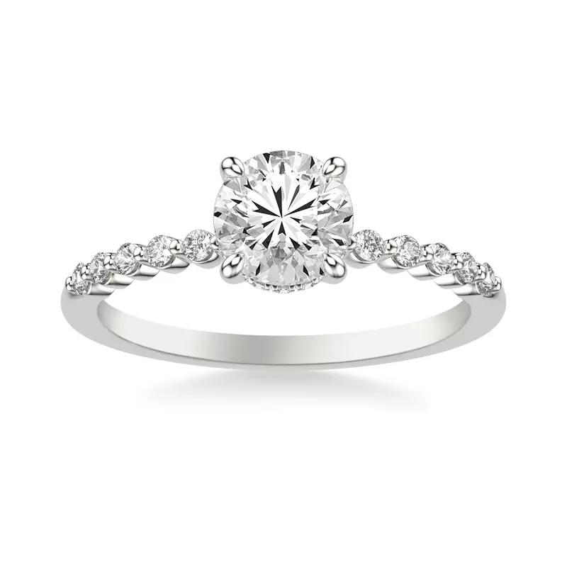 18K White Gold Bliss Petite Shared Prong Diamond Engagement Ring