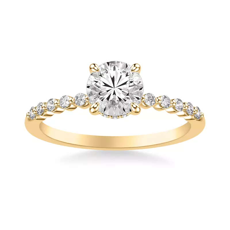 18K Yellow Gold Bliss Petite Shared Prong Diamond Engagement Ring
