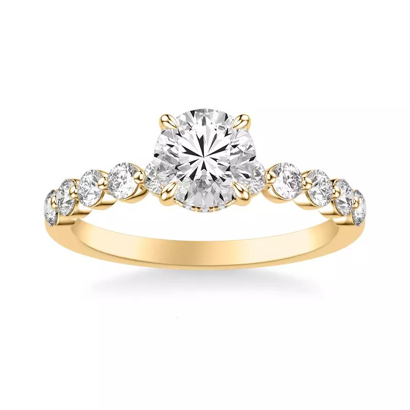 18K Yellow Gold Bliss Grand Shared Prong Diamond Engagement Ring
