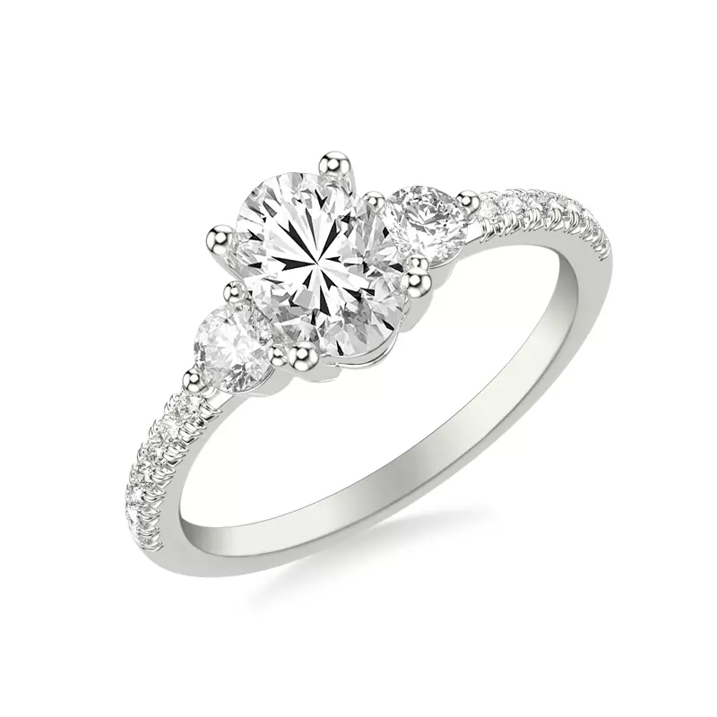 14K White Gold Brigitte Diamond Accent Engagement Ring