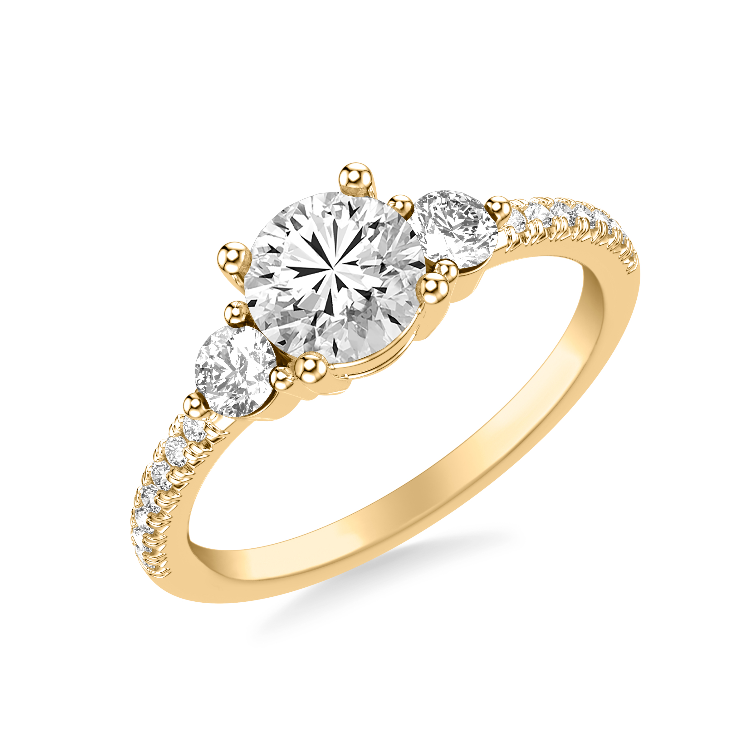 14K Yellow Gold Brigitte Diamond Accent Engagement Ring