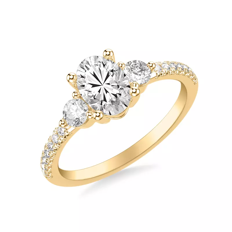 14K Yellow Gold Brigitte Diamond Accent Engagement Ring