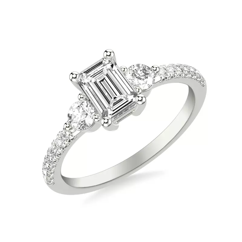 18K White Gold Brigitte Diamond Accent Engagement Ring