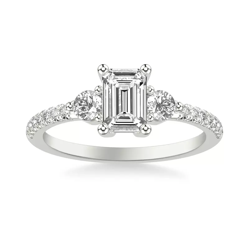 18K White Gold Brigitte Diamond Accent Engagement Ring