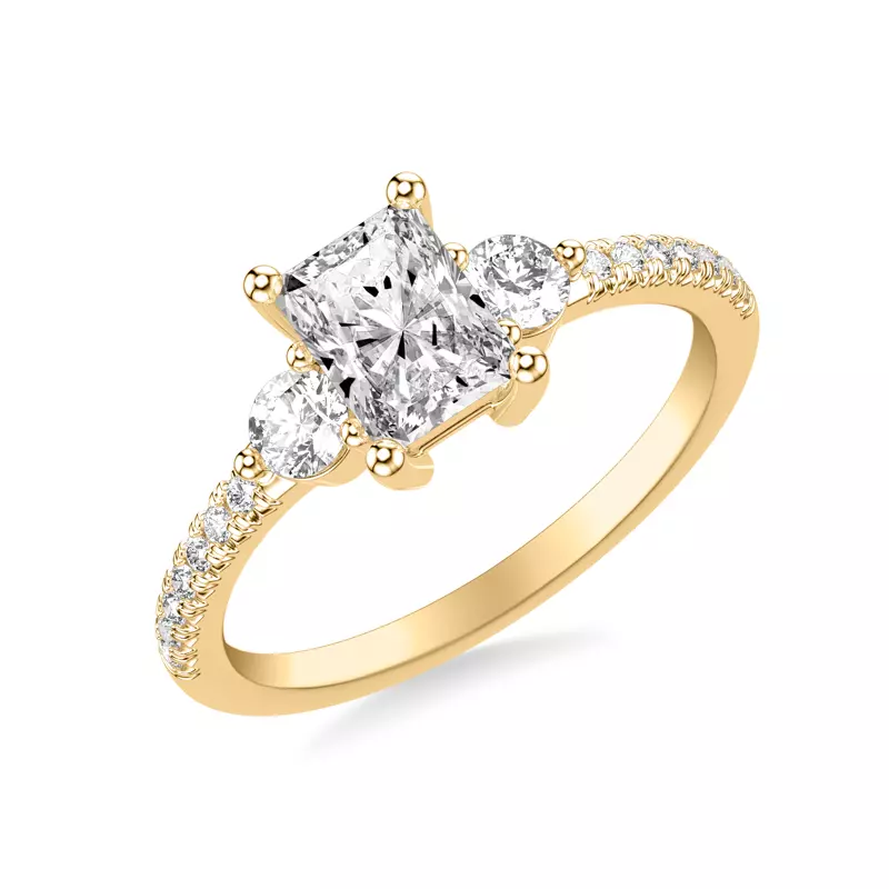 18K Yellow Gold Brigitte Diamond Accent Engagement Ring