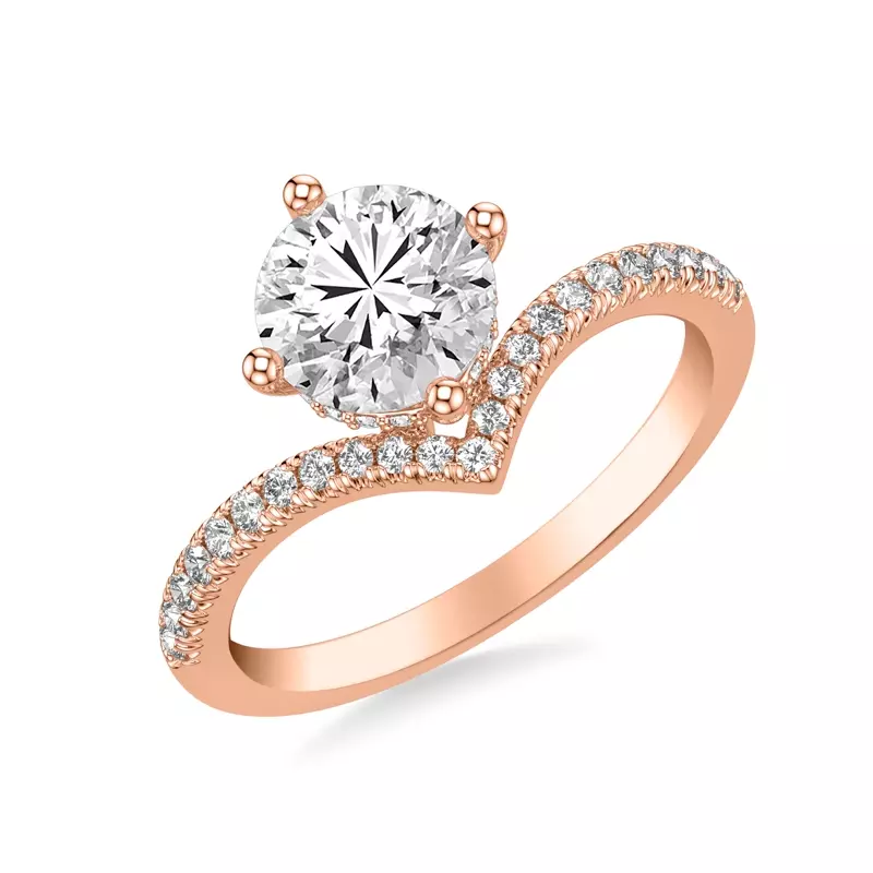 14K Rose Gold Zoe Pavé Chevron Engagement Ring