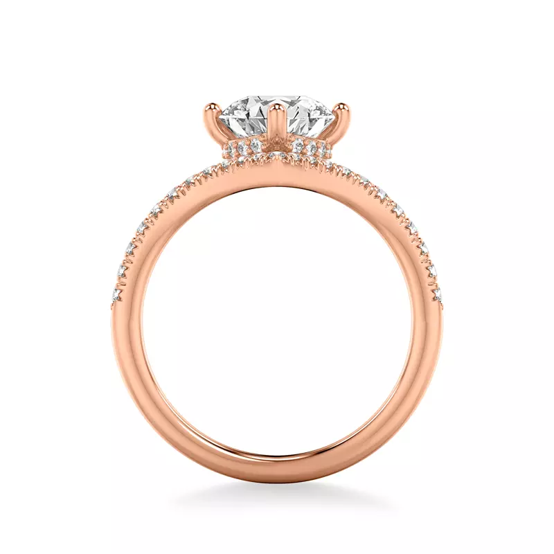 14K Rose Gold Zoe Pavé Chevron Engagement Ring