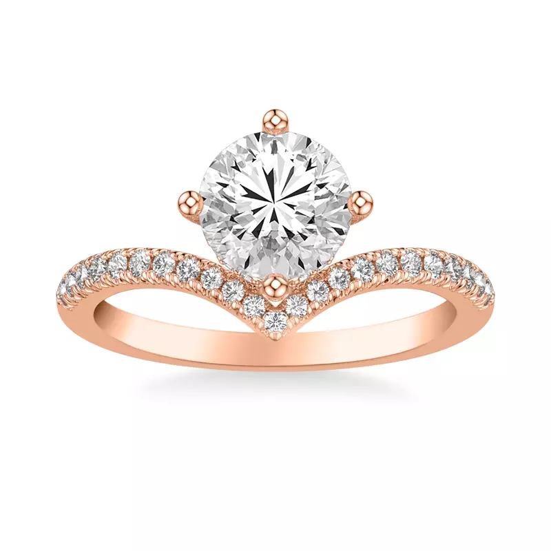 14K Rose Gold Zoe Pavé Chevron Engagement Ring