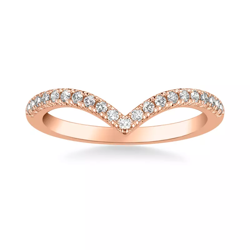 14K Rose Gold Zoe Pavé Diamond Chevron Band
