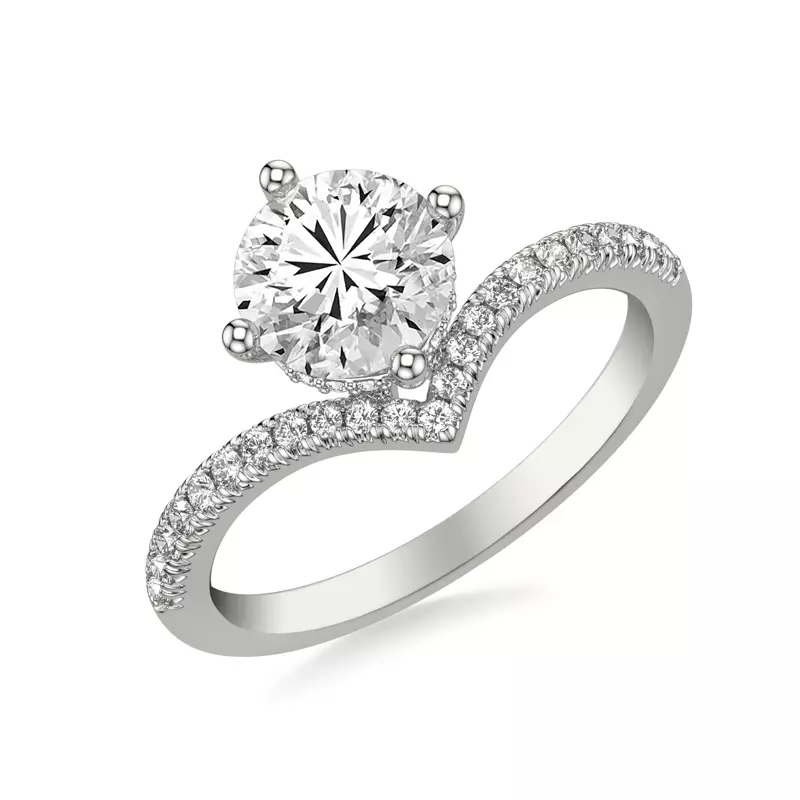 14K White Gold Zoe Pavé Chevron Engagement Ring