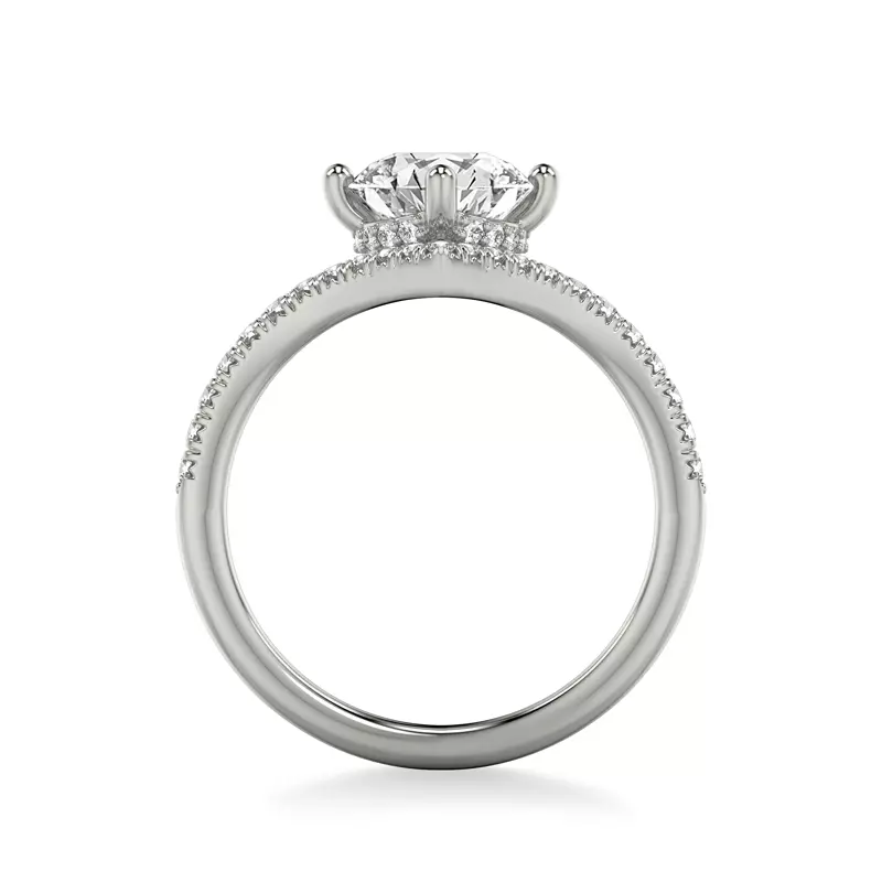 14K White Gold Zoe Pavé Chevron Engagement Ring