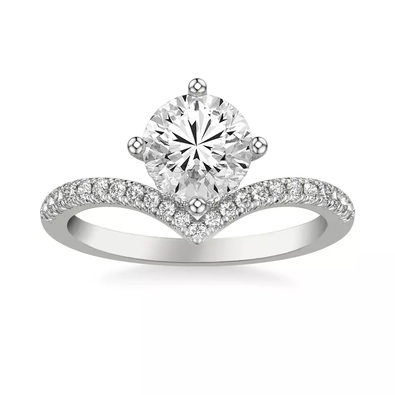 14K White Gold Zoe Pavé Chevron Engagement Ring