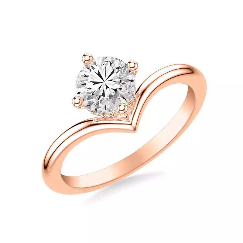 14K Rose Gold Candace Hidden Halo Chevron Engagement Ring