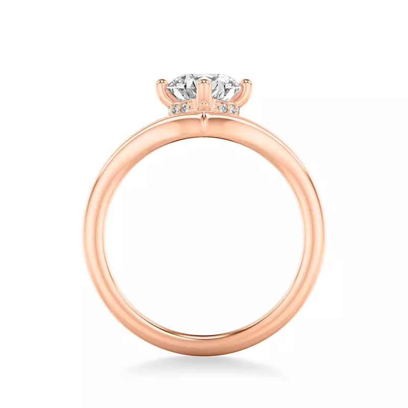 14K Rose Gold Candace Hidden Halo Chevron Engagement Ring