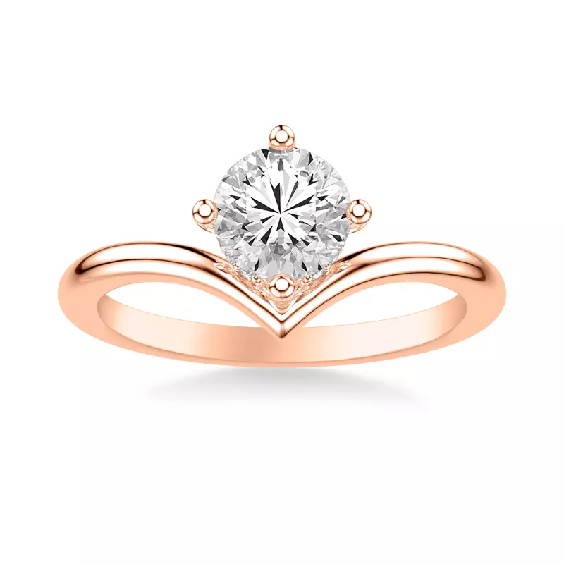 14K Rose Gold Candace Hidden Halo Chevron Engagement Ring