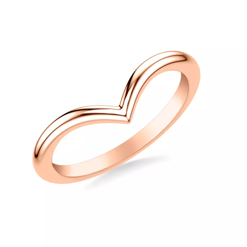 14K Rose Gold Candace High Polished Chevron Band