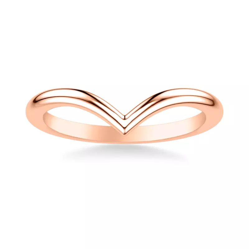 14K Rose Gold Candace High Polished Chevron Band