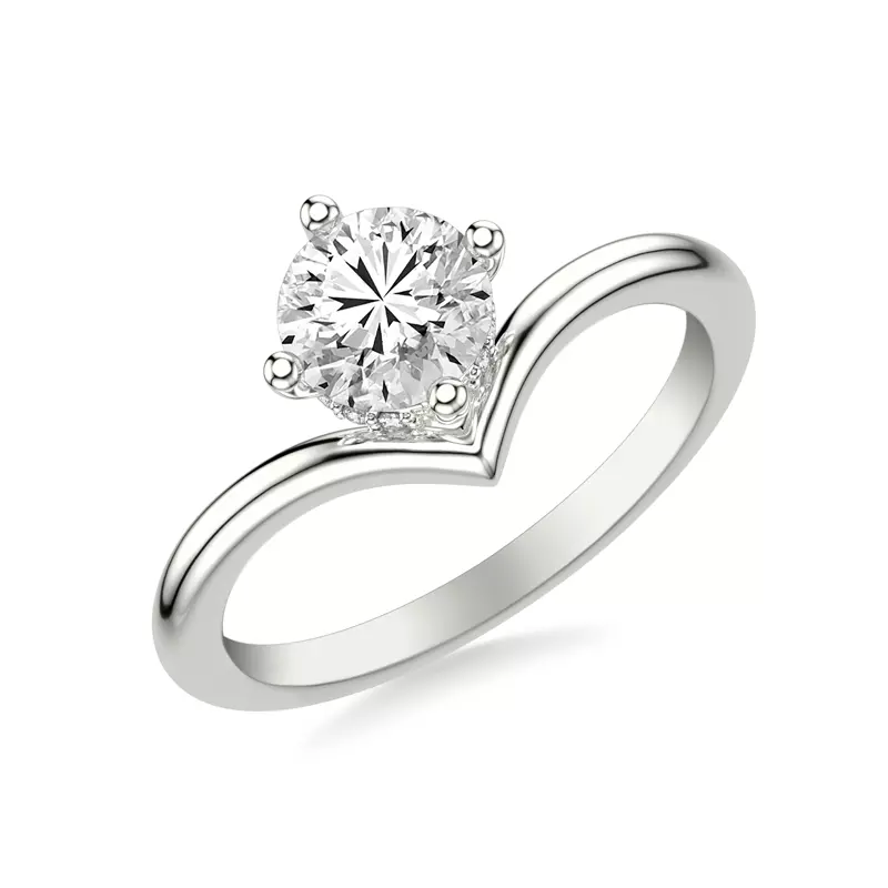14K White Gold Candace Hidden Halo Chevron Engagement Ring