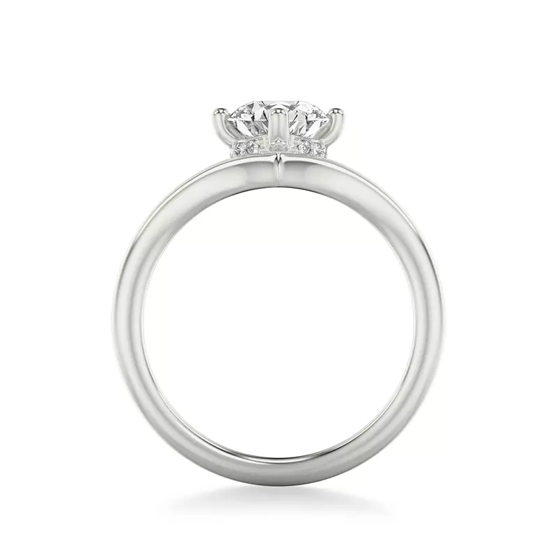 14K White Gold Candace Hidden Halo Chevron Engagement Ring