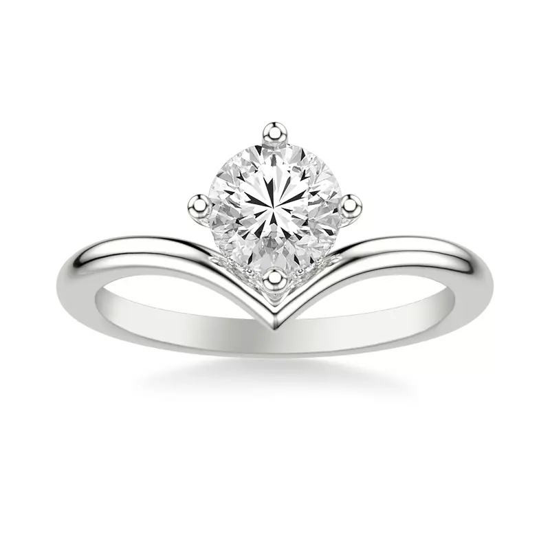 14K White Gold Candace Hidden Halo Chevron Engagement Ring