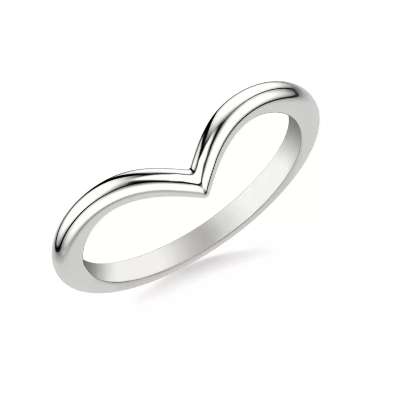 14K White Gold Candace High Polished Chevron Band