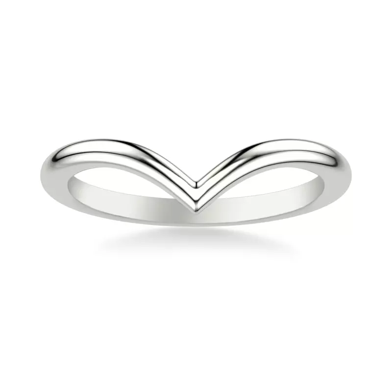 14K White Gold Candace High Polished Chevron Band