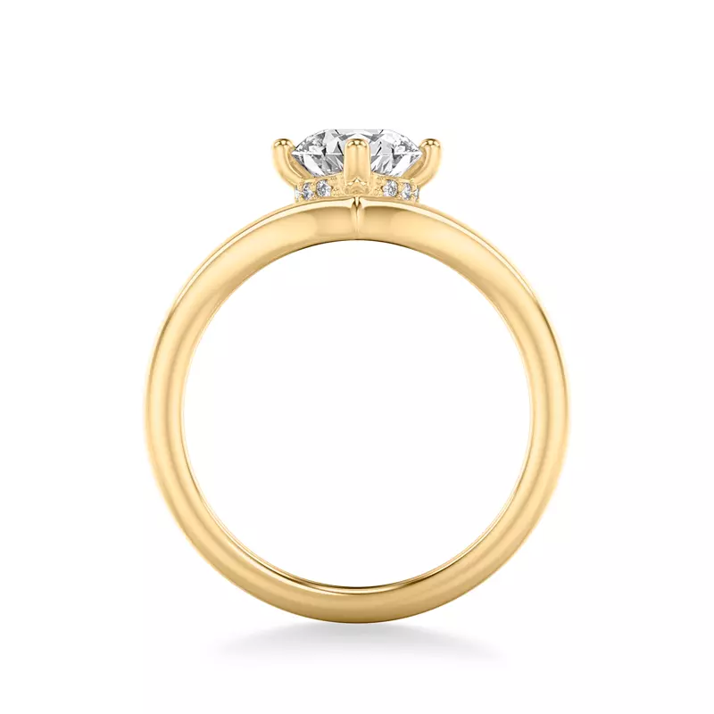 18K Yellow Gold Candace Hidden Halo Chevron Engagement Ring