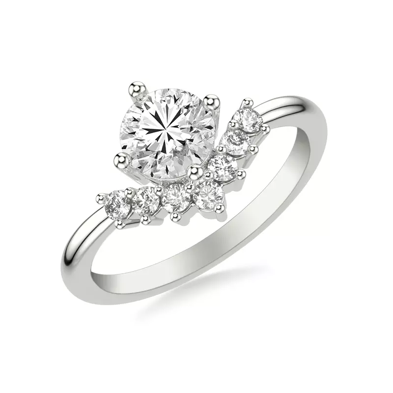 18K White Gold Lexi Diamond Chevron Engagement Ring