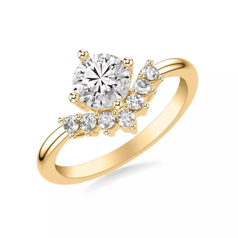 18K Yellow Gold Lexi Diamond Chevron Engagement Ring