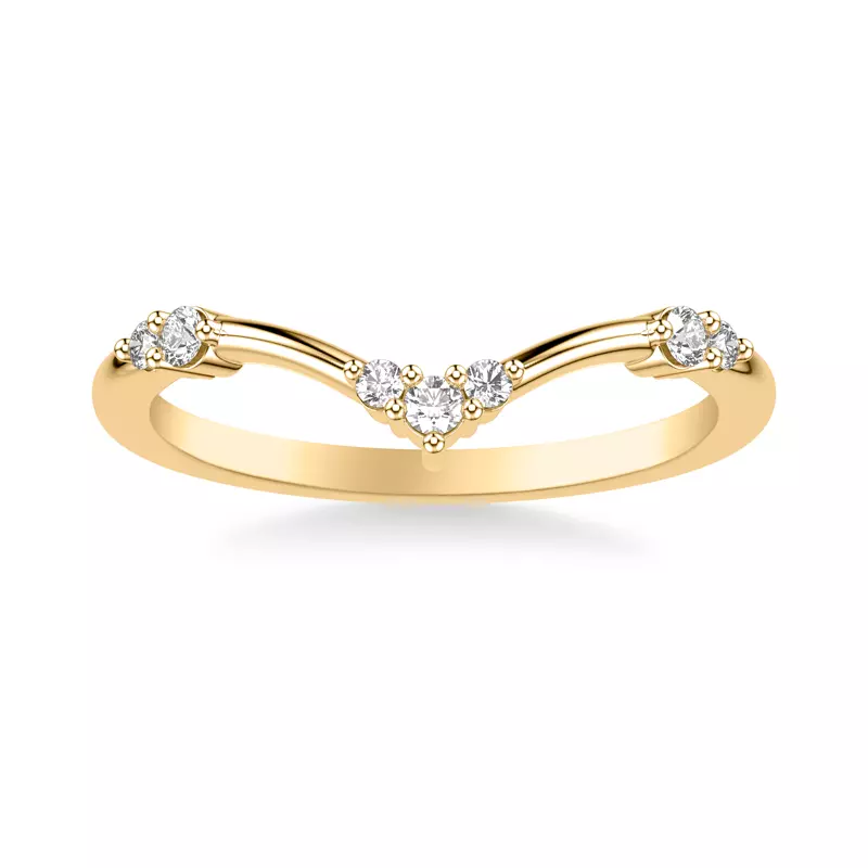 14K Yellow Gold Dove Diamond Wedding Band