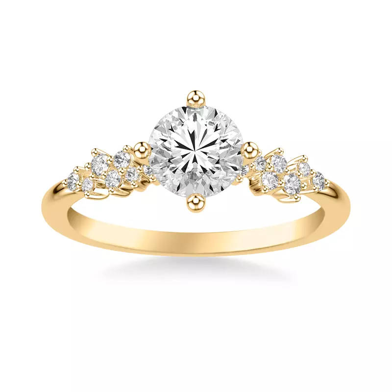 14K Yellow Gold Coco Scattered Diamond Engagement Ring